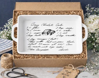 Handwritten Recipe Bakeware | Personalized casserole pan | Hand written recipe | engraved baking dish | Display Pie Pan | Bridal shower 9x13