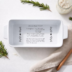 Ceramic Loaf Pan Engraved with your handwritten recipe, Family Heirloom, Gift Idea for Baker, Chef, Cook, Laser Engraved, Never Fade