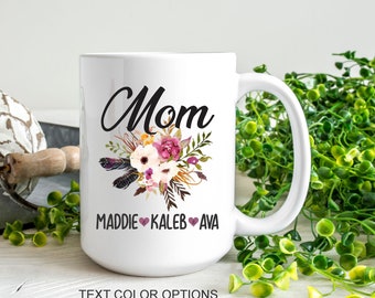 Mom Mug With Kids Names | Custom Mug | Personalized Mug | Coffee Mug | Custom Gift | Unique Mug | Custom Coffee Mug | Fathers Day