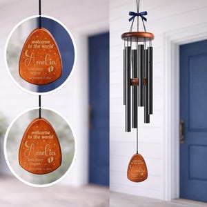 Personalized New Baby Wind Chime | Custom Birth Announcement Gift | Engraved with Baby Name & Date | Keepsake for Nursery or Parents imagen 2