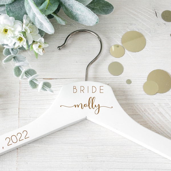 Wedding Hanger, Bride Hanger, Wedding Dress Hanger, Bridal Hanger, Bride Hanger with Date, Custom Bridal Hanger, Bridesmaid Hangers