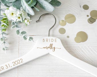 Wedding Hanger, Bride Hanger, Wedding Dress Hanger, Bridal Hanger, Bride Hanger with Date, Custom Bridal Hanger, Bridesmaid Hangers