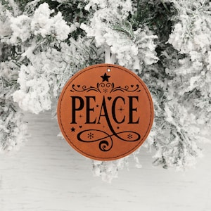 Custom Laser Engraved Leatherette Tree Ornaments (ROUND) | Custom Leather Ornaments | Personalized Christmas Ornaments | Christmas