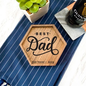 Fathers Day Valet Tray / Personalized Engraved Wooden Coin Tray / Catch All Tray / Key Dish / Dad Tray