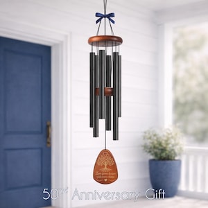50th Anniversary Wind Chime 37 inches with wood sail