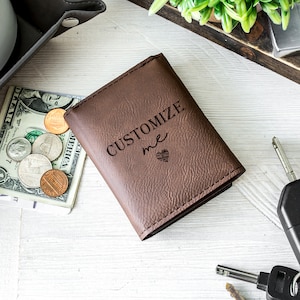 Engraved Trifold Wallet | Custom Wallet | Leather Mens Wallet | Personalized Wallet for Man | Mens Leather Wallet | Dad Wallet