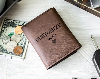 Engraved Trifold Wallet | Custom Wallet | Leather Mens Wallet | Personalized Wallet for Man | Mens Leather Wallet | Dad Wallet