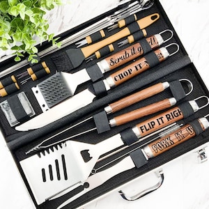 Personalized Grill Set - Grill Tools - Grilling Gifts - Grilling Set - BBQ Grill Set - Engraved Grill Set - Gift for Him - Grill Set - BBQ