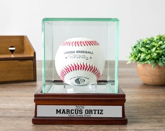 Boîte De Présentation Pour Baseball – Base En Bois, Vitrine Transparente, Taille Officielle (3,93 Pouces)