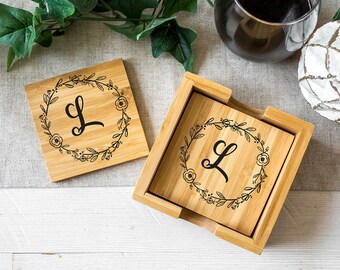 Engraved Bamboo Coasters | Personalized Wedding Gift
