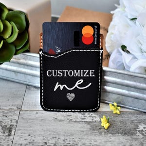 Custom Engraved Leather Phone Wallet | Personalized Card Holder