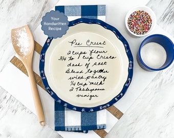 Personalized Pie Plate | Hand written recipe | Dad's Recipe Pan |  engraved baking dish | Display Pie Pan | Fathers Day Gift  | 9 inch