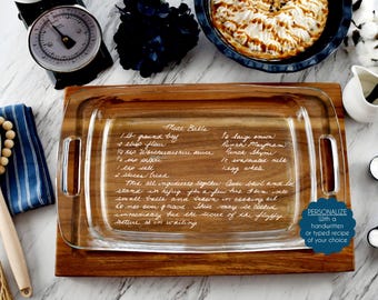 Personalized Casserole Dish Pyrex Baking Dish Engraved Handwritten RecipeChristmas Gift