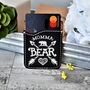 Mama Bear Leather Cell Wallet | Personalized Cell Phone Wallet | Monogram Credit Card Holder for Phone | Personalized Phone Card Holder