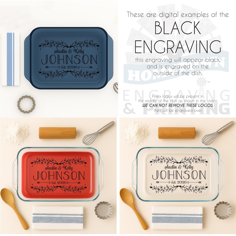 Engagement Gift Engraved Pyrex 9x13 Casserole Dish – Personalized ...