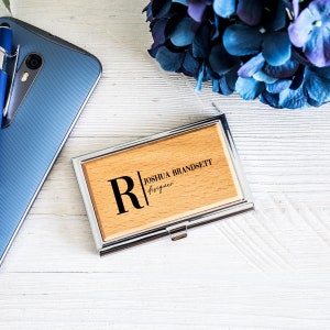 Modern Personalized Business Card Holder | Custom Business Card Holder | Engraved Business Holder | Wood Business Card Holder | Christmas
