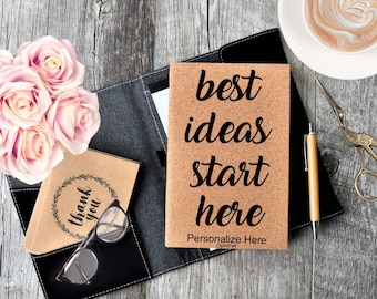 Engraved Leather Journal Notebook, Personalized Gift