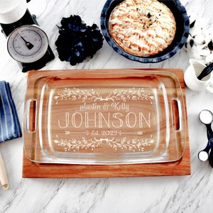 Personalized Casserole Dish Pyrex Baking Dish Engraved Name  Present Mother's Day Wedding Gift Bridal Shower Glass CoupleChristmas