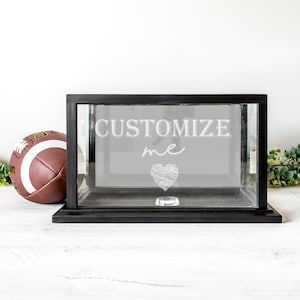 Custom Football Display Showcase | Laser Engraved log | Personalized with your team | Gift for Dad | Man Cave | Sports memorabilia