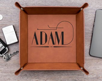 Custom Leather valet tray | Gift for men | men&#39;s gift | catchall | anniversary gift | personalized leather | husband gift | engraved leather