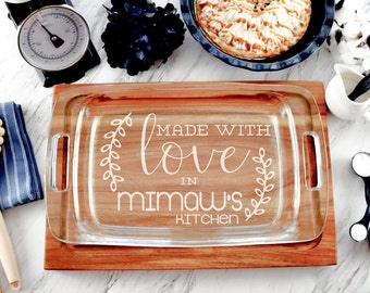 Personalized Casserole Dish Pyrex Baking Dish Engraved Name Present Mother's Day Wedding Gift Bridal Shower | Fathers Day
