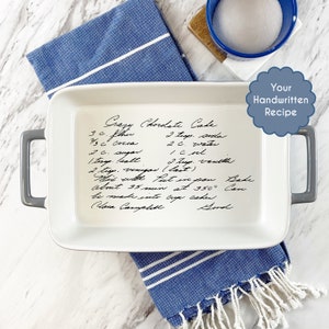 Engraved Baking Dish - Personalized Casserole Pan & Hand-Written Recipe