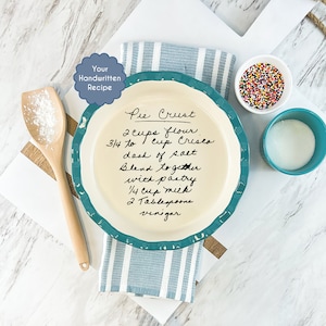 Laser Engraved Casserole Dish with your personalized Recipe, 9 inch pie plate, Stoneware baking dish, Custom Design available, one of a kind