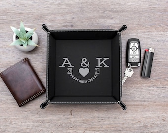 Custom Leather Valet Tray | Gift for men | men's gift | anniversary gift | personalized leather | husband gift | engraved leather