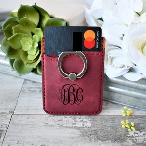 Card Wallet With Ring | Personalized Leather Phone Wallet | Personalized | Valentines Day | Fathers Day