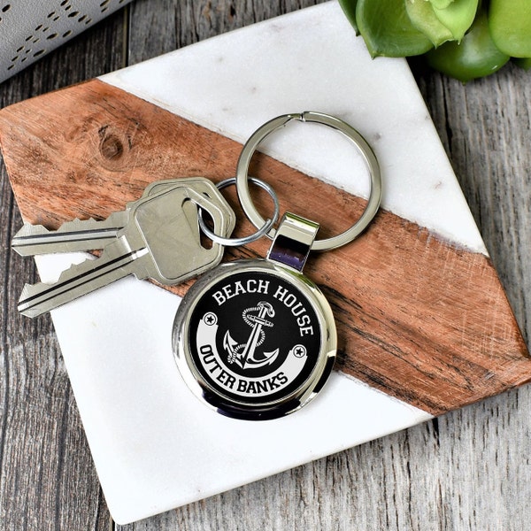 Beach House Keychain | Personalized Key Ring | Engraved Metal Key Chain | Personalized | Valentines Day | Fathers Day