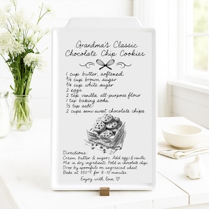 Custom Handwritten Ceramic Platter - Grandma’s Chocolate Chip Cookie Recipe Engraved Platter – Family Heirloom Baking Gift