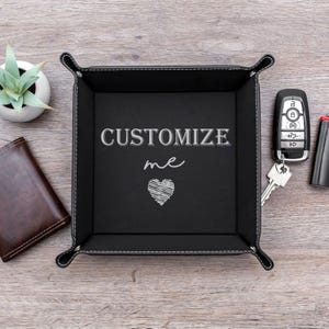 Personalized Valet Tray | Engraved Valet | Personalized Leather Tray | Catch All Tray | Ring Dish | Wedding Gift | Desk Caddy | Christmas