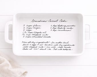 CLONE- Personalized Handwritten Recipe Casserole Dish – Engraved Family Recipe Pan – Memorial Keepsake Gift – Grandma Recipe Dish