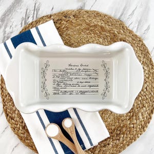 Custom Engraved  Ceramic Pan, Handwritten Recipe Dish | Personalized Bread Pan | Heirloom Present | Wedding Bakeware