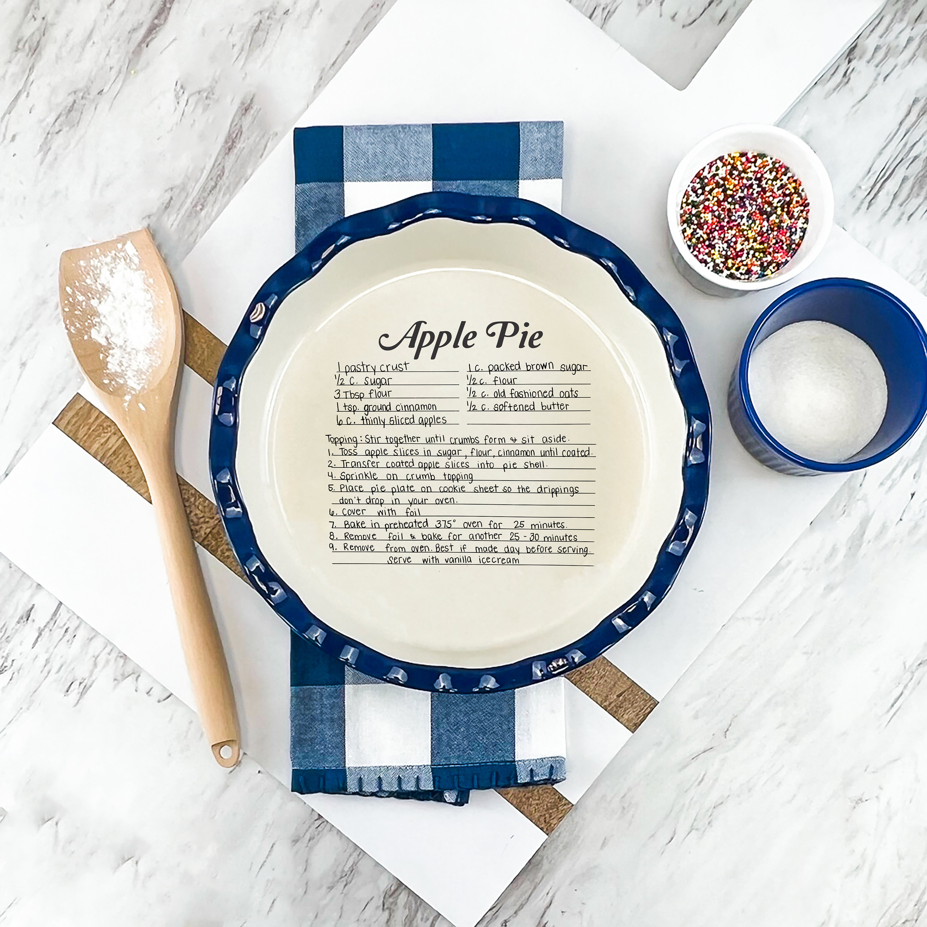 For Kitchen Personalized Glass Pie Plates, Custom Name Round