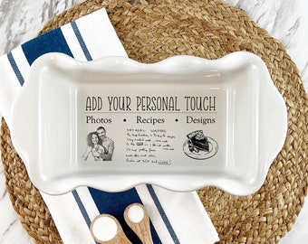 Personalized Engraved Bread Pan With Handwritten Recipe, Baking Gift For Family, Custom Ceramic Loaf Pan, Great For Banana Bread And Display