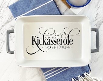 Kickasserole Casserole Dish | personalized Game Day Dish | Bakeware | Stoneware | Ceramic Baking Dish | Gift for Mom | Football Pan | Plate