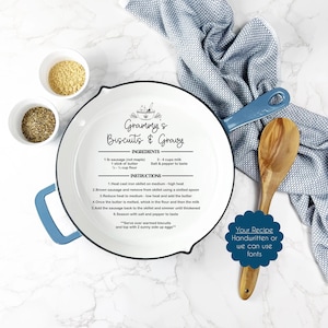 Recipe Gift – 12&quot; Skillet with Handwritten Recipe – Unique Kitchen Gifts for Cooks – Keepsake Cooking Pan for Chef & Baker, Trending