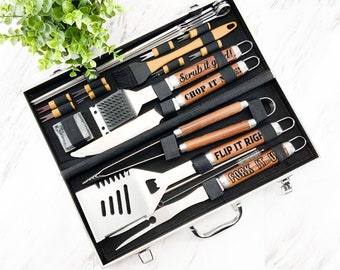 Personalized Grill Set - Grill Tools - Grilling Gifts - Grilling Set - BBQ Grill Set - Engraved Grill Set - Gift for Him - Grill Set - BBQ