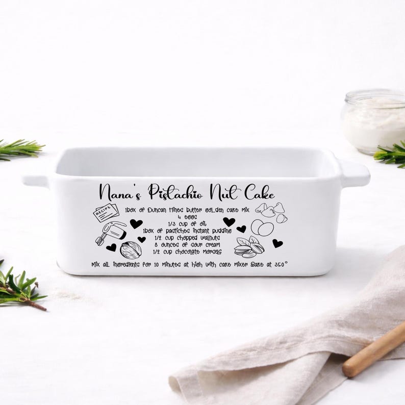 Handwritten Recipe Loaf Pan, Personalized Ceramic Bakeware, Family ...