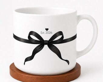 Minimalist Wedding Mug Est 2026, Personalized Couple Gift, Custom Engagement Coffee Cup, Anniversary Gift for Couple