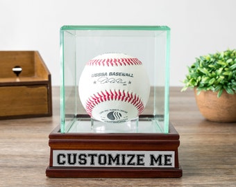 Custom Baseball Showcase | Case for Sport Ball | Ball Display Case | Mirrored Back Glass and Wood Show Case for Base Ball