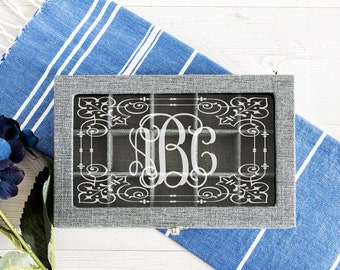 Personalized Glass Top Jewelry Box, Custom Trinket Organizer