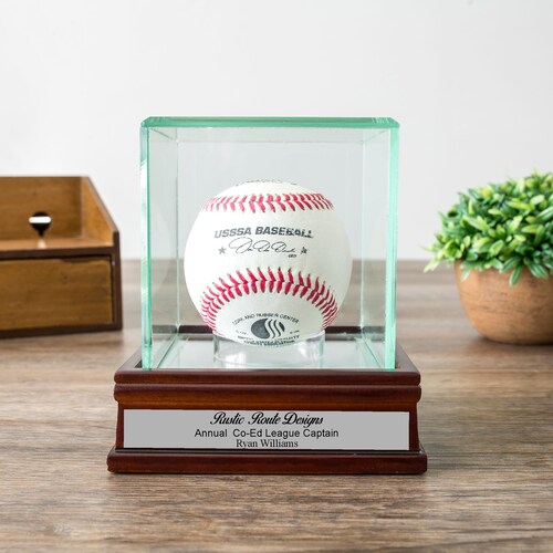 Engraved Glass Baseball Display Case Personalized Sports Etsy