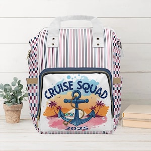 Cruise Squad 2025 Travel Backpack • Personalized Nautical Gift • Anchor Beach Bag for Family Vacation, Friends, or Cruise Groups