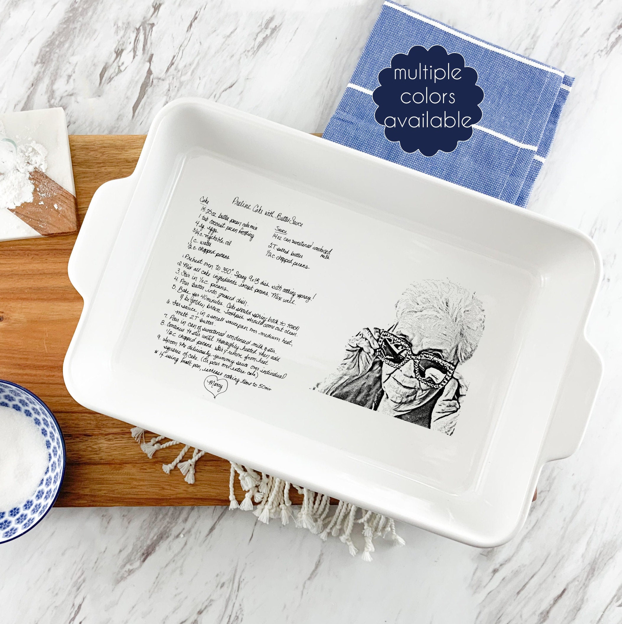 Handwritten Recipe Cake Pan, Grandma's Handwriting, Engraved Recipe, 9x12  Baking Pan, Custom Cake Pan, Christmas, Gift for Mom, Mother's Day