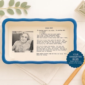 Handwritten Recipe Baking Dish with Photo: Personalized Family Keepsake