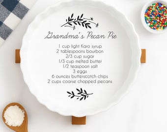 Handwritten Dish with YOUR handwriting |Personalized casserole pan |Favorite Recipe Pan |  engraved baking dish | Display Pie Pan | 8x8 dish