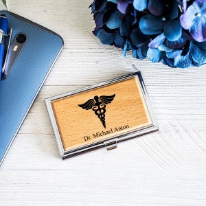 Personalized business card case for Doctor Nurse | monogrammed business card holder | Gift for her | graduation | birthday | promotion gift