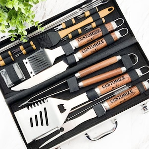 Wedding gift for couple,  Stainless Steel BBQ Set | Engraved Gift Set | BBQ Grill Set | Personalized | Valentines Day | Fathers Day